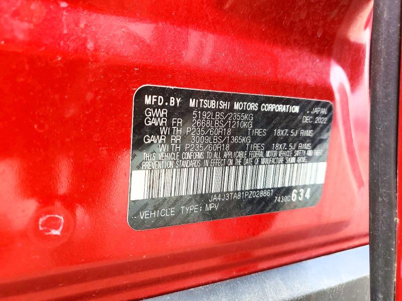 61942246 :رقم المزاد ، JA4J3TA81PZ028861 vin ، 2023 Mitsubishi Outlander مزاد بيع