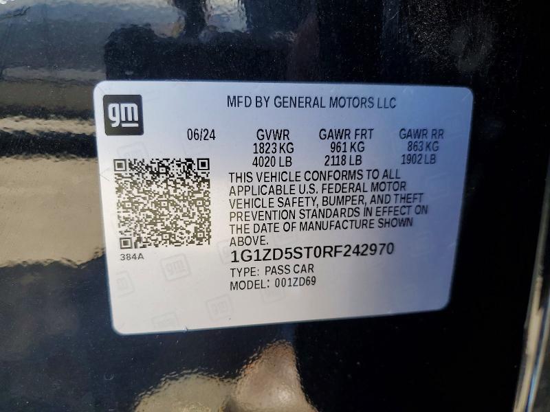Продажа на аукционе авто 2024 Chevrolet Malibu, vin: 1G1ZD5ST0RF242970, номер лота: 60215726