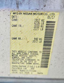 2017 Nissan Altima მანქანა იყიდება აუქციონზე, vin: 1N4AL3APXHC256218, აუქციონის ნომერი: 63038686