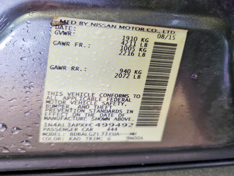 Продаж на аукціоні авто 2015 Nissan Altima, vin: 1N4AL3APXFC499492, номер лоту: 60784456