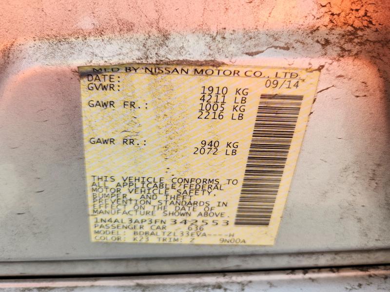 Продаж на аукціоні авто 2015 Nissan Altima, vin: 1N4AL3AP3FN342553, номер лоту: 60204506