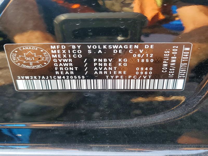 Продаж на аукціоні авто 2012 Volkswagen Jetta, vin: 3VW2K7AJ1CM420559, номер лоту: 61759376