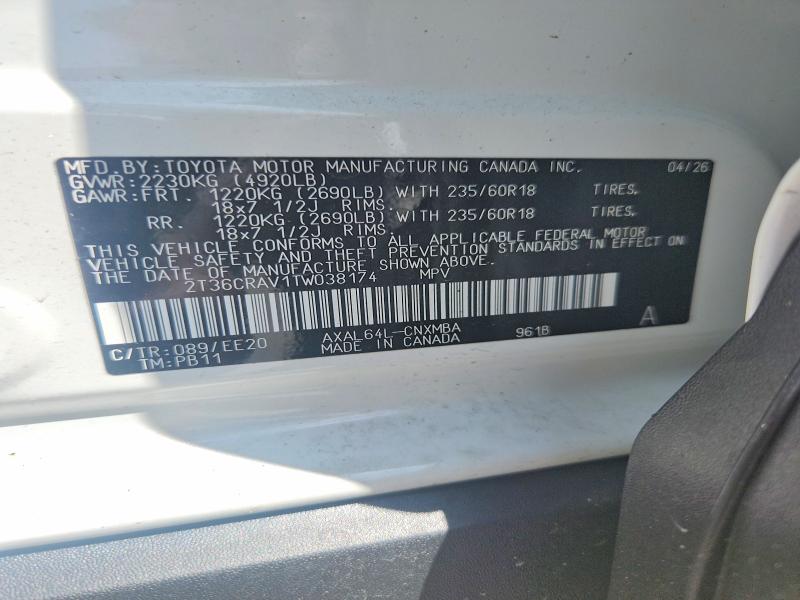 2026 Toyota Rav4 მანქანა იყიდება აუქციონზე, vin: 2T36CRAV1TW038174, აუქციონის ნომერი: 62635646