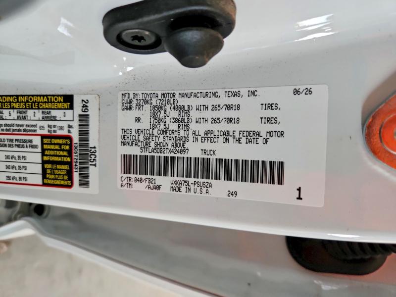 61028816 :رقم المزاد ، 5TFLA5DB2TX424097 vin ، 2026 Toyota Tundra مزاد بيع