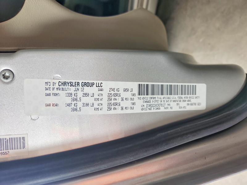 Продаж на аукціоні авто 2012 Dodge Grand Caravan, vin: 2C4RDGCGXCR379127, номер лоту: 59363846