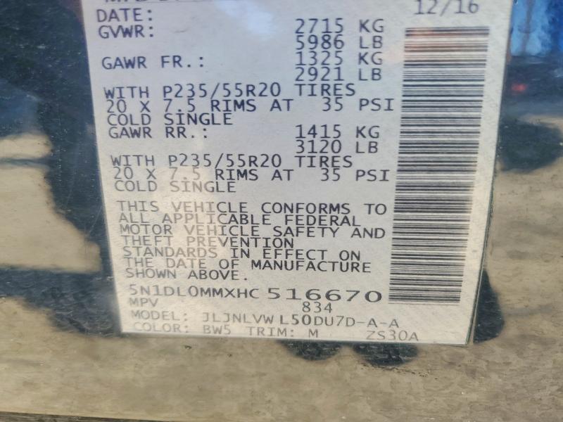 Продаж на аукціоні авто 2017 Infiniti Qx60, vin: 5N1DL0MMXHC516670, номер лоту: 62927146