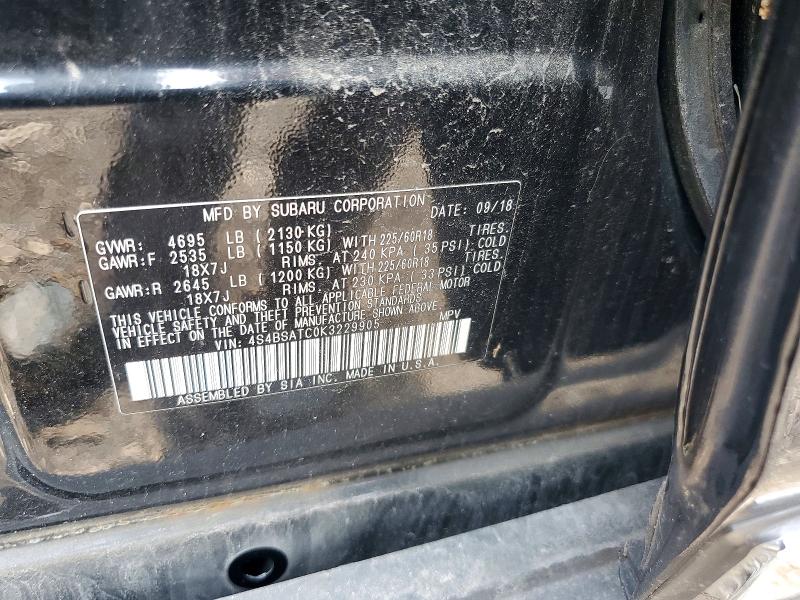 Aukcja sprzedaży 2019 Subaru Outback, vin: 4S4BSATC0K3229905, numer aukcji: 62082916