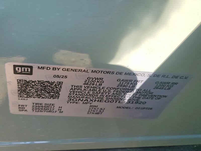 Продаж на аукціоні авто 2026 Chevrolet Equinox, vin: 3GNAXHEG0TL131920, номер лоту: 59095076