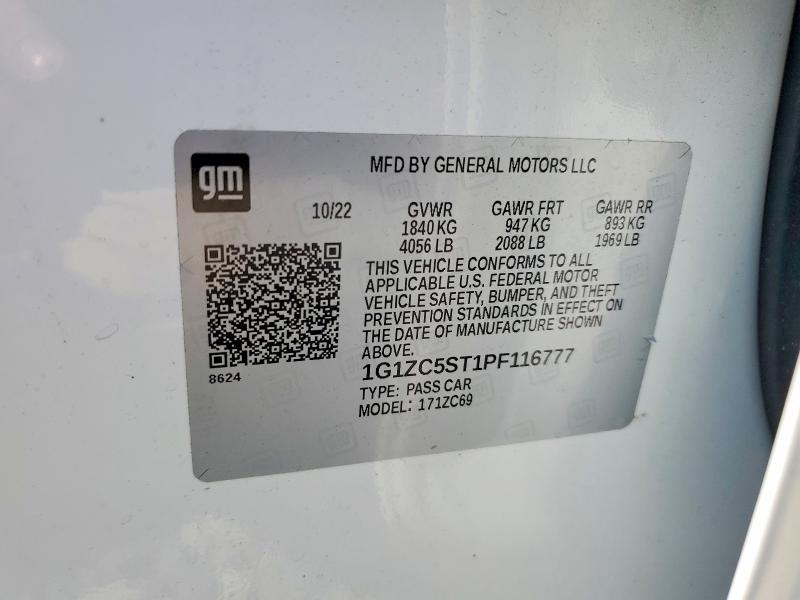 2023 Chevrolet Malibu მანქანა იყიდება აუქციონზე, vin: 1G1ZC5ST1PF116777, აუქციონის ნომერი: 62312416