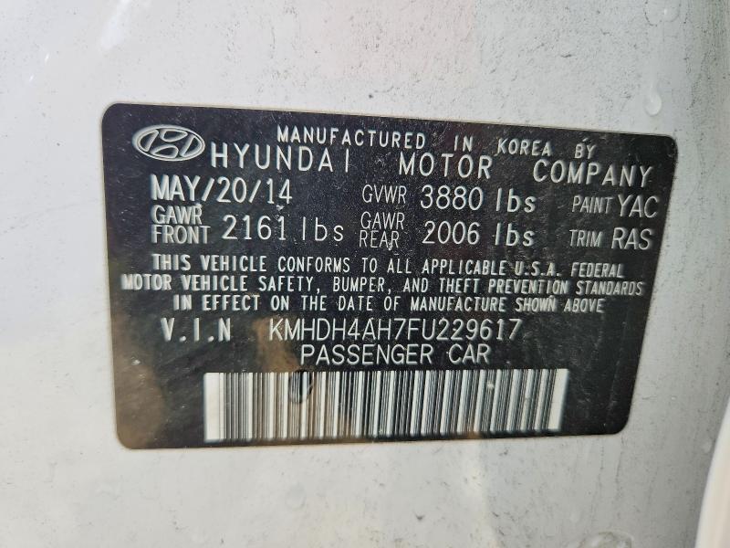 61065656 :رقم المزاد ، KMHDH4AH7FU229617 vin ، 2015 Hyundai Elantra مزاد بيع