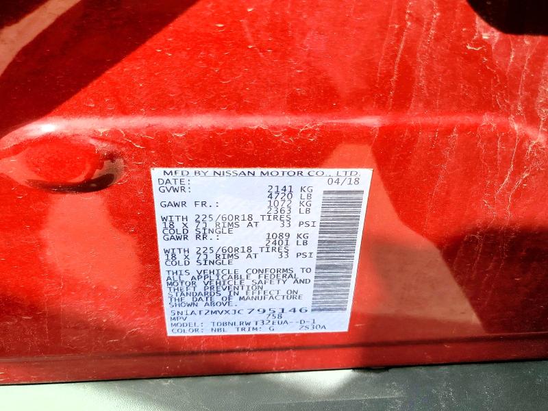 2018 Nissan Rogue მანქანა იყიდება აუქციონზე, vin: 5N1AT2MVXJC795146, აუქციონის ნომერი: 59625766