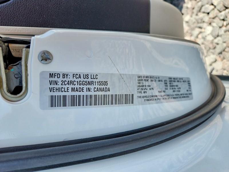 62345426 :رقم المزاد ، 2C4RC1GG5NR115505 vin ، 2022 Chrysler Pacifica مزاد بيع
