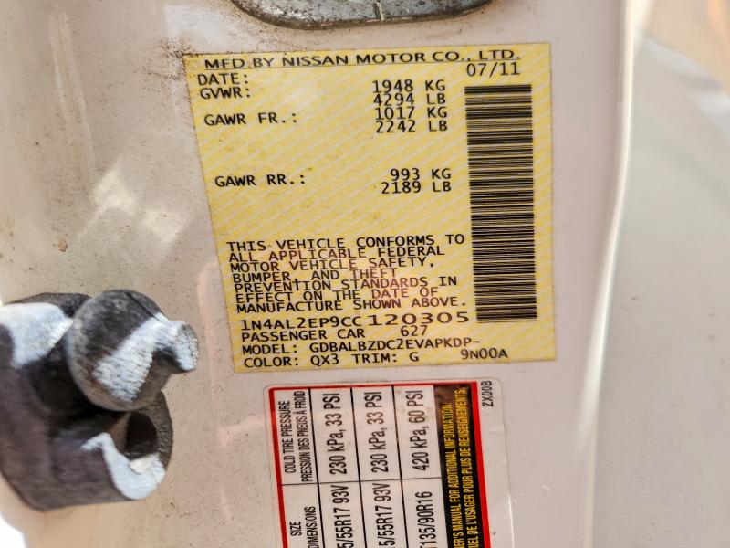 Продажа на аукционе авто 2012 Nissan Altima, vin: 1N4AL2EP9CC120305, номер лота: 61666546