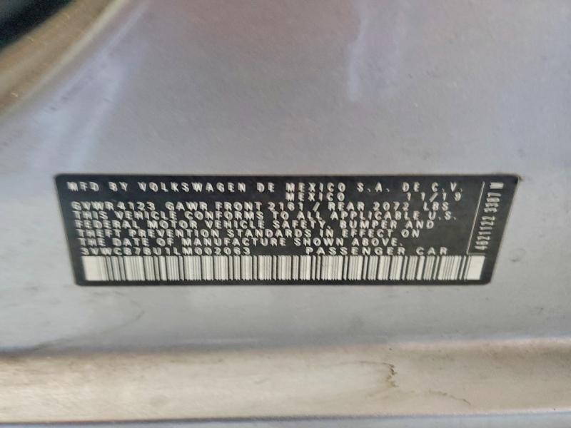 60685086 :رقم المزاد ، 3VWCB7BU1LM002063 vin ، 2020 Volkswagen Jetta مزاد بيع