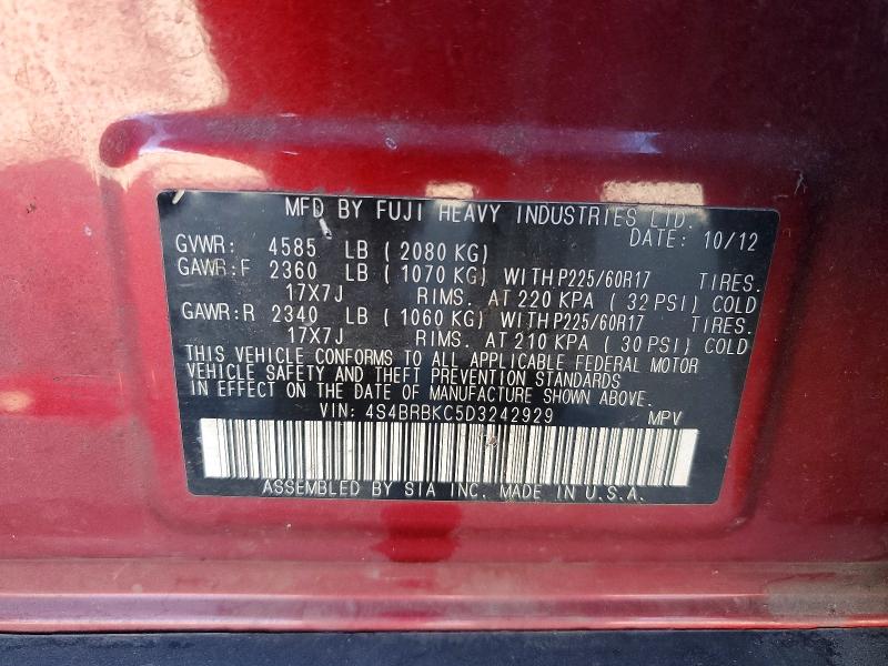 Продаж на аукціоні авто 2013 Subaru Outback, vin: 4S4BRBKC5D3242929, номер лоту: 62860956