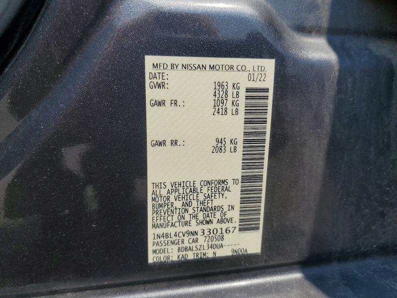 Продаж на аукціоні авто 2022 Nissan Altima, vin: 1N4BL4CV9NN330167, номер лоту: 62434206