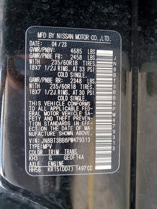 2023 Nissan Rogue მანქანა იყიდება აუქციონზე, vin: JN8BT3BB8PW479313, აუქციონის ნომერი: 63173576