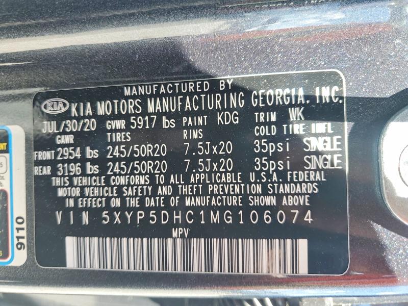 Продажа на аукционе авто 2021 Kia Telluride, vin: 5XYP5DHC1MG106074, номер лота: 62685096