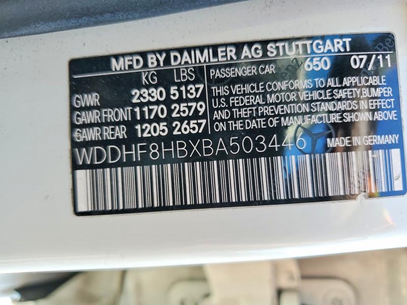 63469556 :رقم المزاد ، WDDHF8HBXBA503446 vin ، 2011 Mercedes-benz E مزاد بيع