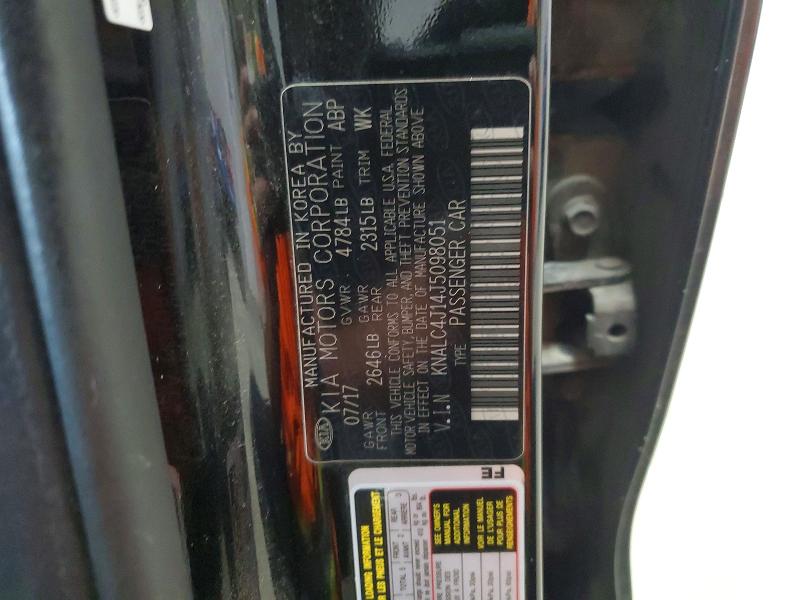59217796 :رقم المزاد ، KNALC4J14J5098051 vin ، 2018 Kia Cadenza مزاد بيع