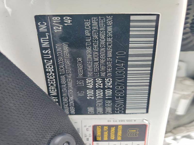Продаж на аукціоні авто 2019 Mercedes-benz C, vin: 55SWF8DB7KU304710, номер лоту: 60997246