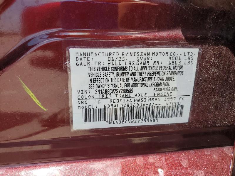 Aukcja sprzedaży 2025 Nissan Sentra, vin: 3N1AB8CV2SY289589, numer aukcji: 60082056