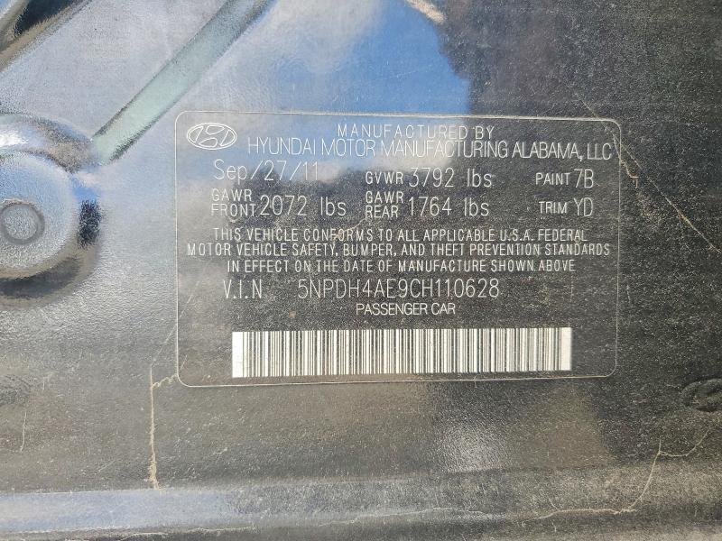 Продаж на аукціоні авто 2012 Hyundai Elantra, vin: 5NPDH4AE9CH110628, номер лоту: 60220166
