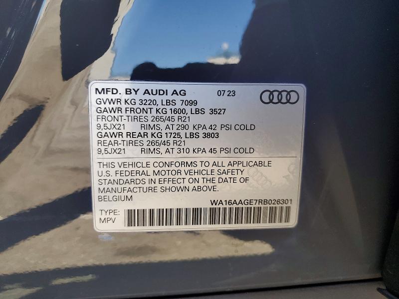Продаж на аукціоні авто 2024 Audi Q8 E-tron, vin: WA16AAGE7RB026301, номер лоту: 60087396