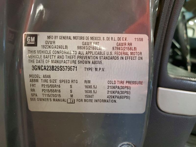 Aukcja sprzedaży 2009 Chevrolet Hhr, vin: 3GNCA23B29S579671, numer aukcji: 60692016