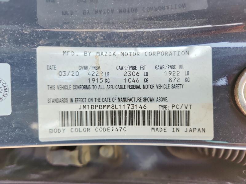 2020 Mazda 3 მანქანა იყიდება აუქციონზე, vin: JM1BPBMM8L1173146, აუქციონის ნომერი: 62666746