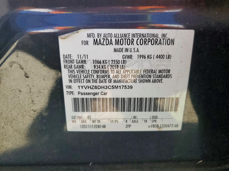 Продаж на аукціоні авто 2012 Mazda 6, vin: 1YVHZ8DH3C5M17539, номер лоту: 62500256
