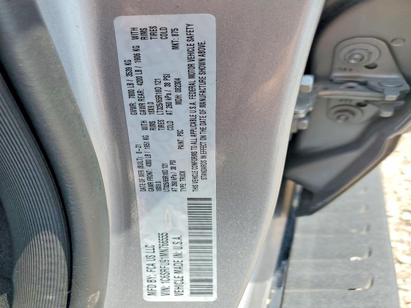 59396166 :رقم المزاد ، 1C6SRFU91MN766555 vin ، 2021 Ram 1500 مزاد بيع