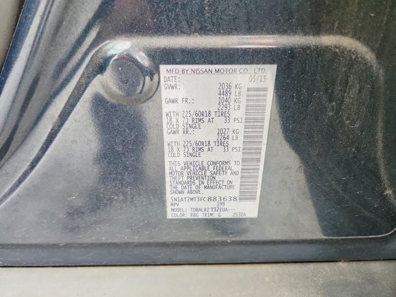 61632526 :رقم المزاد ، 5N1AT2MT3FC883638 vin ، 2015 Nissan Rogue مزاد بيع