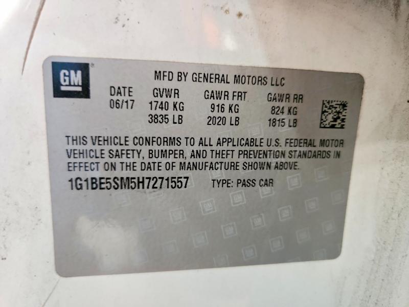 2017 Chevrolet Cruze მანქანა იყიდება აუქციონზე, vin: 1G1BE5SM5H7271557, აუქციონის ნომერი: 61076986