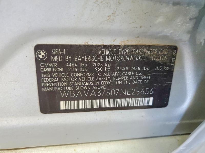 Продаж на аукціоні авто 2007 Bmw 328, vin: WBAVA37507NE25656, номер лоту: 62898886