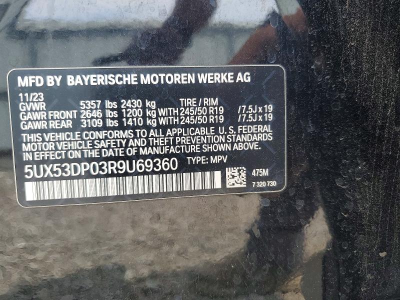 60976866 :رقم المزاد ، 5UX53DP03R9U69360 vin ، 2024 Bmw X3 مزاد بيع