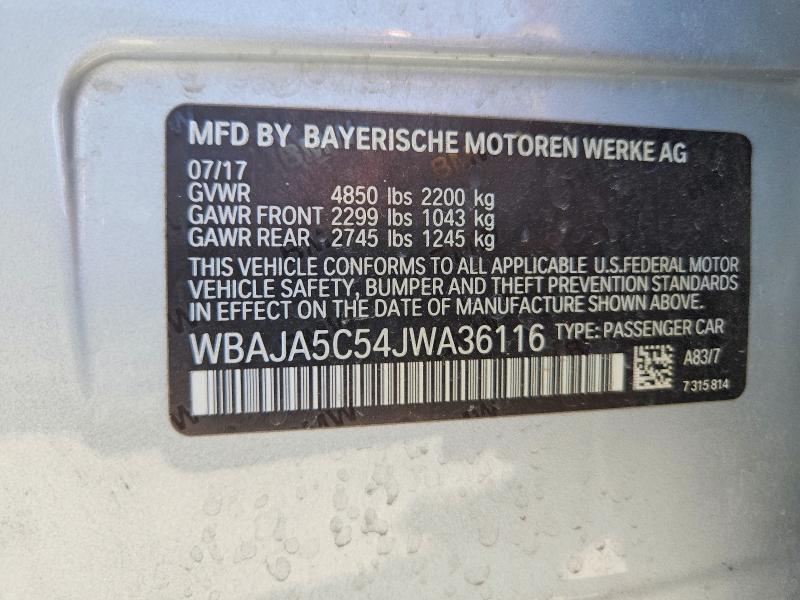 Aukcja sprzedaży 2018 Bmw 530, vin: WBAJA5C54JWA36116, numer aukcji: 59592296