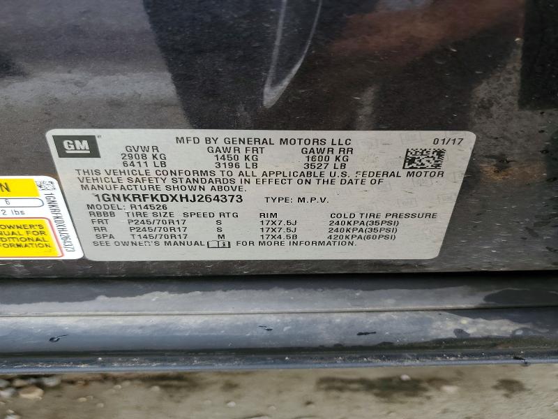 60557816 :رقم المزاد ، 1GNKRFKDXHJ264373 vin ، 2017 Chevrolet Traverse مزاد بيع