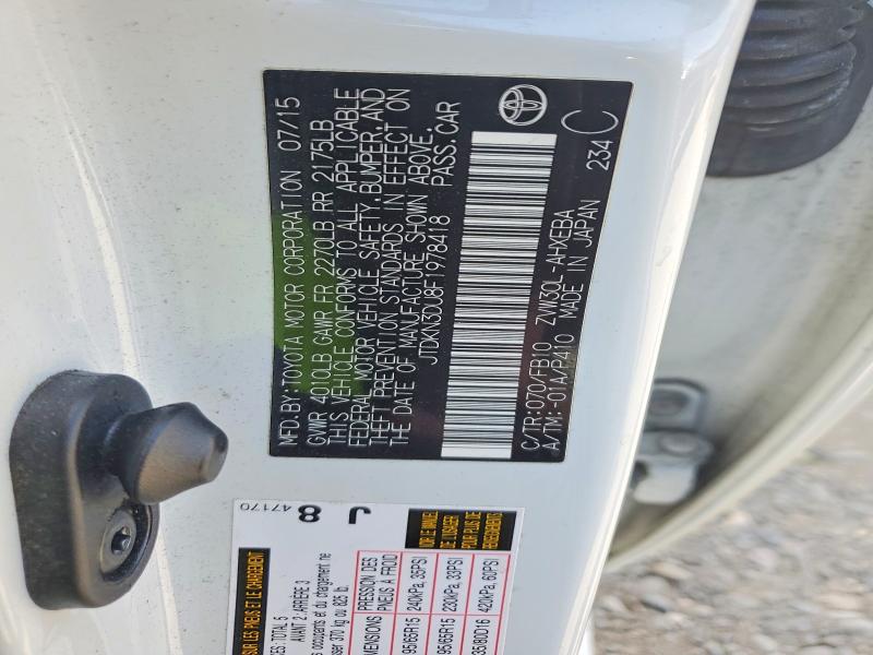 62310566 :رقم المزاد ، JTDKN3DU8F1978418 vin ، 2015 Toyota Prius مزاد بيع