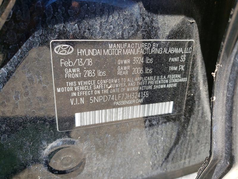 Продаж на аукціоні авто 2018 Hyundai Elantra, vin: 5NPD74LF7JH324135, номер лоту: 61638986