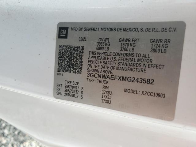 2021 Chevrolet Silverado მანქანა იყიდება აუქციონზე, vin: 3GCNWAEFXMG243582, აუქციონის ნომერი: 60938326