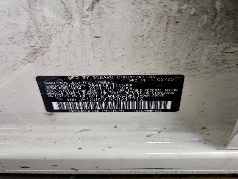 2025 Subaru Impreza მანქანა იყიდება აუქციონზე, vin: JF1GUABC9S8243719, აუქციონის ნომერი: 59609106