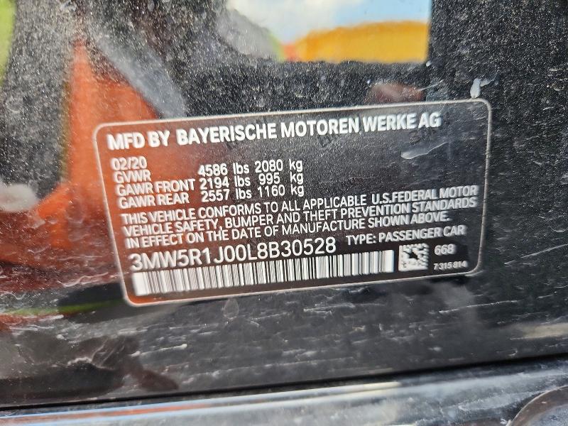 60762726 :رقم المزاد ، 3MW5R1J00L8B30528 vin ، 2020 Bmw 330i مزاد بيع
