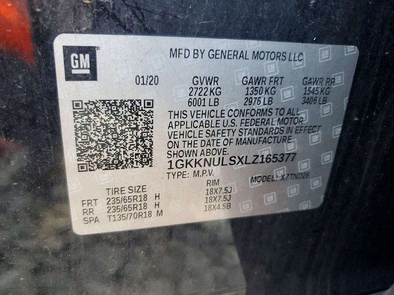 60996986 :رقم المزاد ، 1GKKNULSXLZ165377 vin ، 2020 Gmc Acadia مزاد بيع