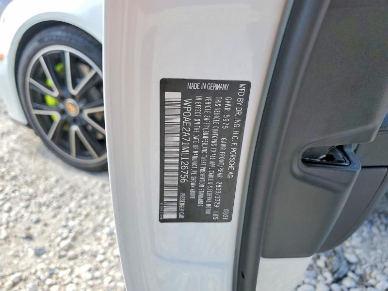 Aukcja sprzedaży 2021 Porsche Panamera, vin: WP0AE2A71ML126756, numer aukcji: 62514516