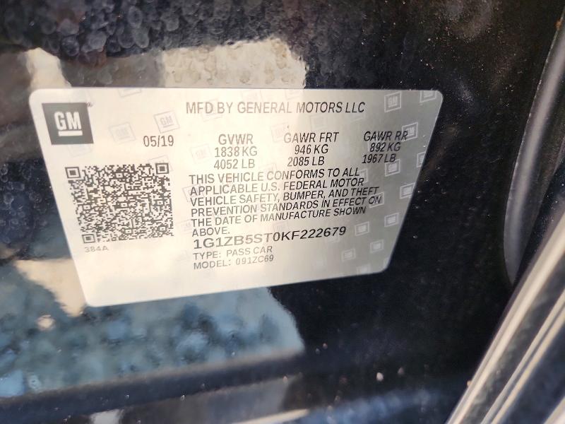 63284836 :رقم المزاد ، 1G1ZB5ST0KF222679 vin ، 2019 Chevrolet Malibu مزاد بيع