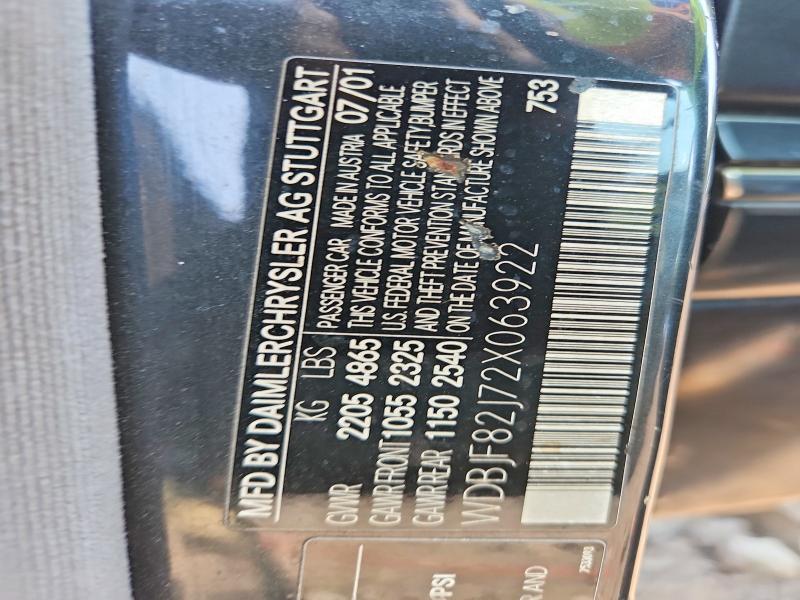 2002 Mercedes-benz E მანქანა იყიდება აუქციონზე, vin: WDBJF82J72X063922, აუქციონის ნომერი: 60720666