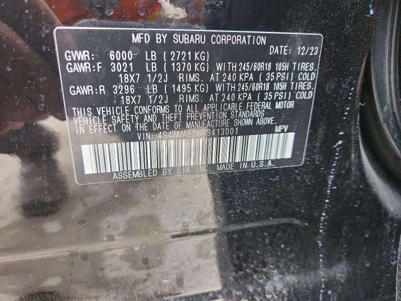 Продаж на аукціоні авто 2024 Subaru Ascent, vin: 4S4WMAED6R3413001, номер лоту: 62573416