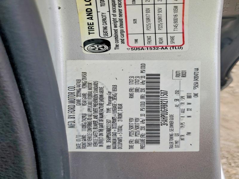 60463316 :رقم المزاد ، 3FAHP0JG9BR211507 vin ، 2011 Ford Fusion مزاد بيع