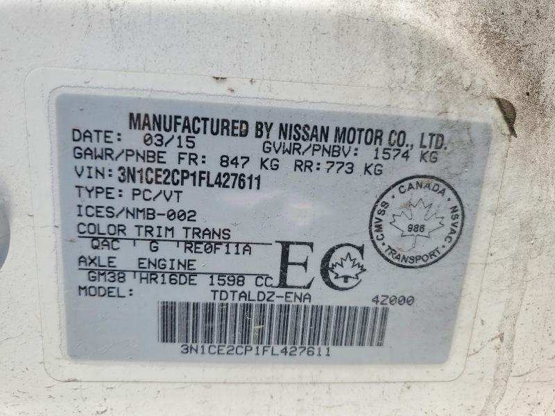 Продаж на аукціоні авто 2015 Nissan Versa Note, vin: 3N1CE2CP1FL427611, номер лоту: 59081946